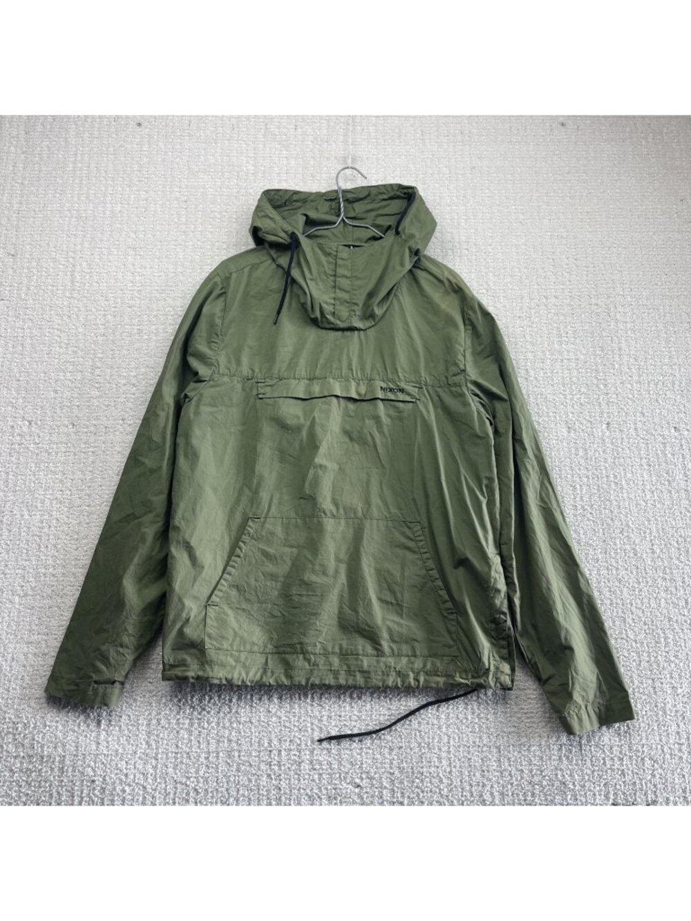 Y2K Nixon Windbreaker Anorak Jacket Military Green Mens M Skater Gorpcore Grunge